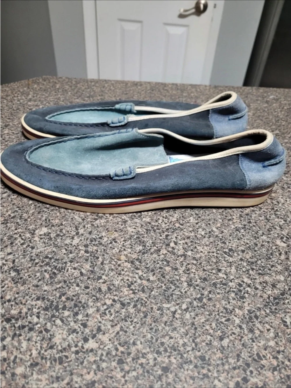 Gucci Two-Tone Blue Suede Slip-On Loafers